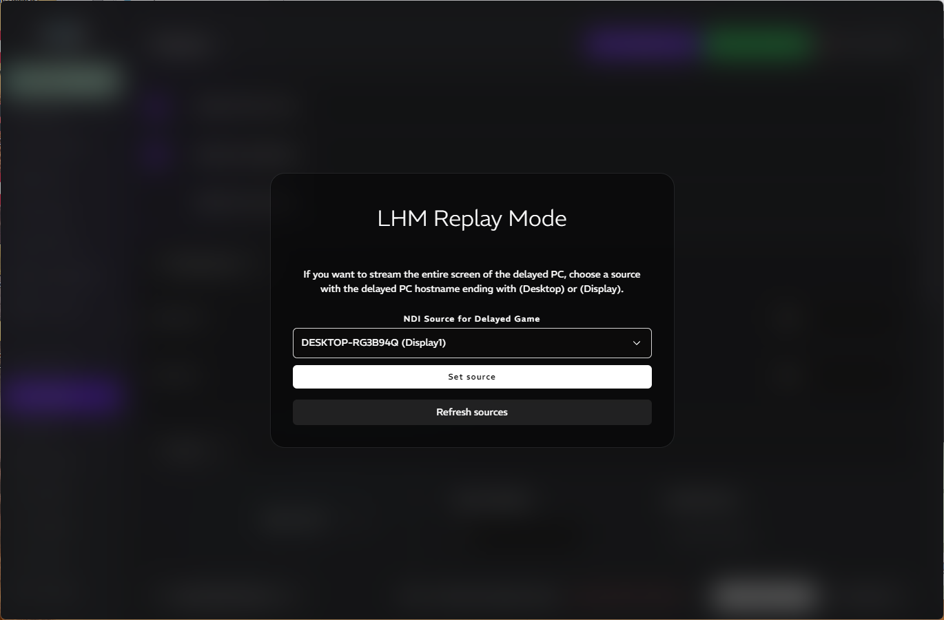 Replay mode selection modal